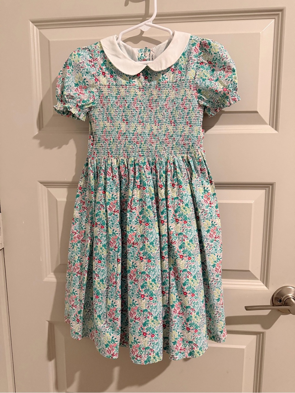 Janie and Jack Mint and Pink Floral Smocked Dress